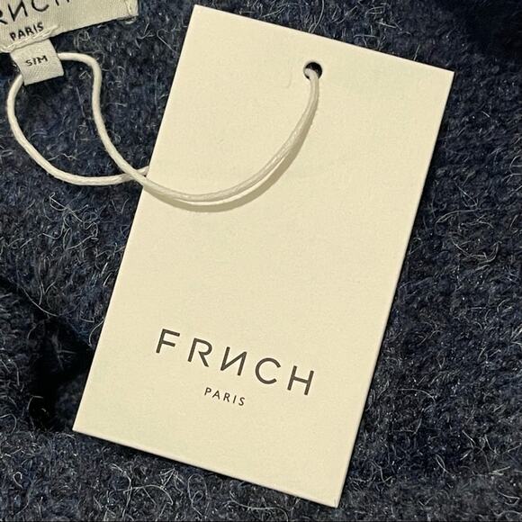 FRNCH Paris Sweater Blue Fuzzy Knit Size S/M NWT - Picture 8 of 9